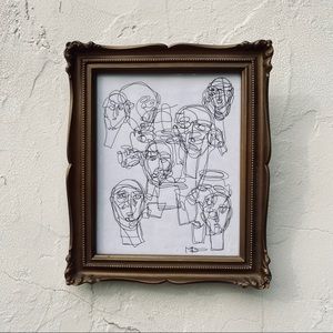 10”x12” : 1 of 1 original glass framed ink drawing